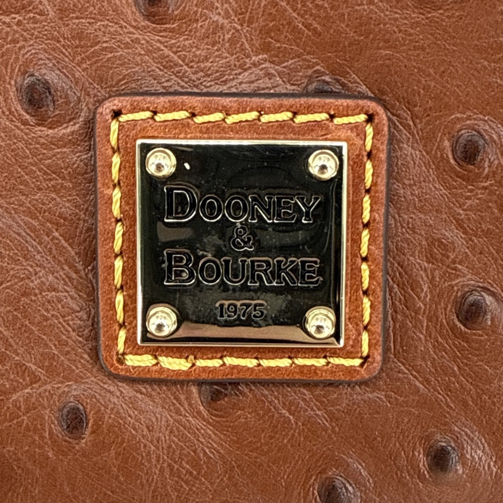 NEW Dooney & Bourke Ostrich Embossed Large Frame Coin Purse Brown DesignerLuxury - Picture 4 of 8
